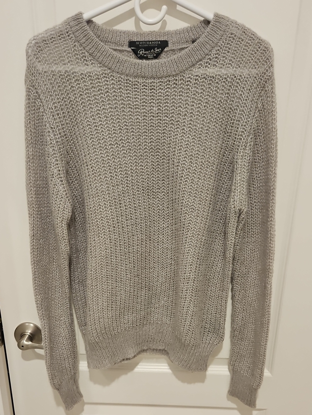 Scotch & Soda Maison Scotch Mohair Blend Gray Open Knit Crewneck Sweater Women M